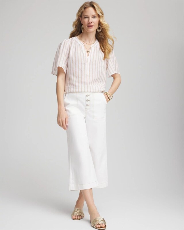 Striped Linen Popover Shirt - image 2